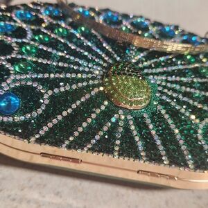 Elegant Green Crystal Clutch